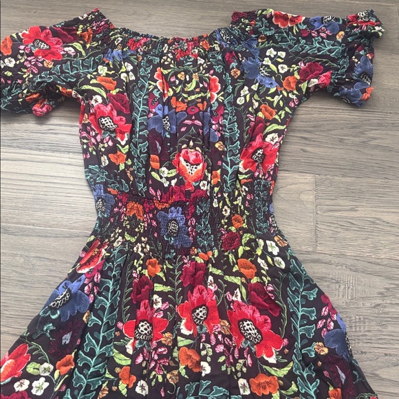 Jaase | Colourful Floral Print Smocked Waist Long Maxi Dress Size Small - Picture 4 of 13